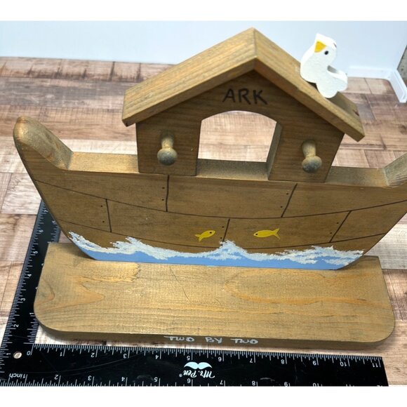 Wooden Noahs Ark Wall Shelf Decor With Bird & Fish Motif - Two By Two Theme - Picture 7 of 7